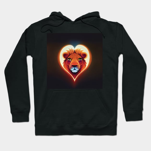 Lion in a heart shape Hoodie by Geminiartstudio